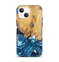 iPhone 14 Wood+Resin Live Edge Phone Case - Ariyah (Blue, 719318)