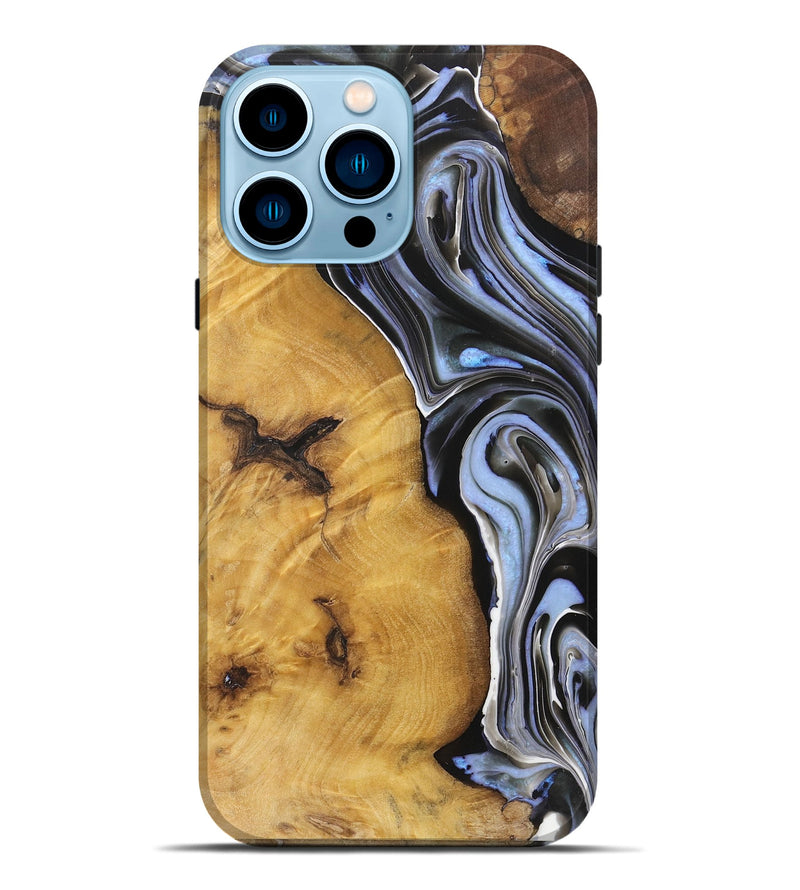 iPhone 14 Pro Max Wood+Resin Live Edge Phone Case - Clark (Blue, 719319)