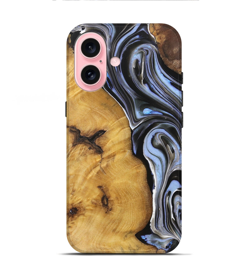 iPhone 16 Wood+Resin Live Edge Phone Case - Clark (Blue, 719319)