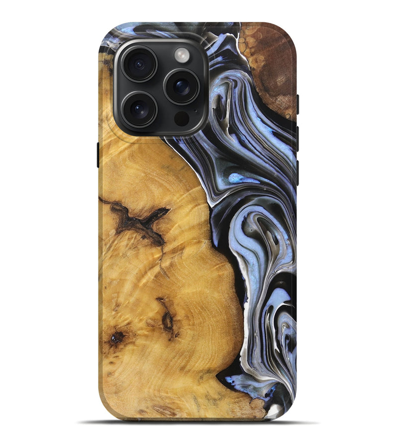 iPhone 16 Pro Max Wood+Resin Live Edge Phone Case - Clark (Blue, 719319)