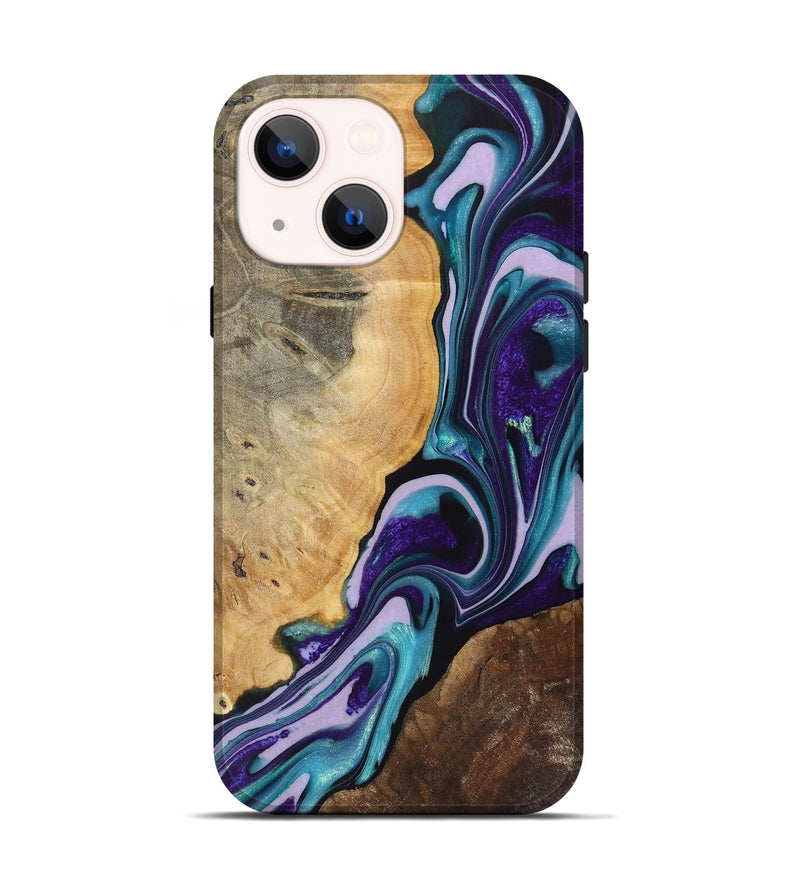 iPhone 14 Wood+Resin Live Edge Phone Case - Brent (Blue, 719320)