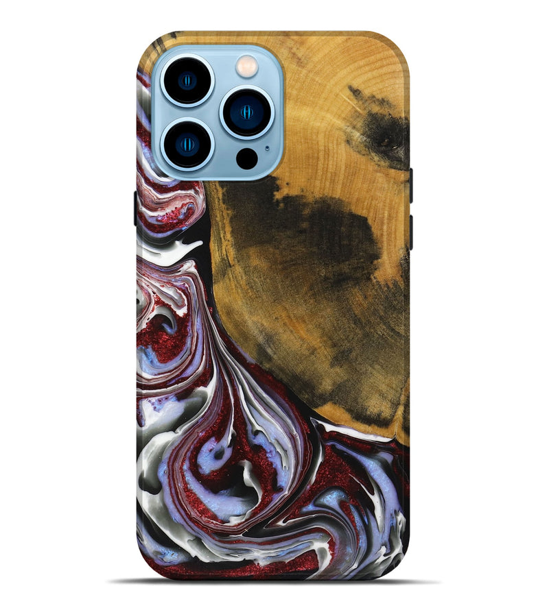 iPhone 14 Pro Max Wood+Resin Live Edge Phone Case - Prince (Blue, 719321)