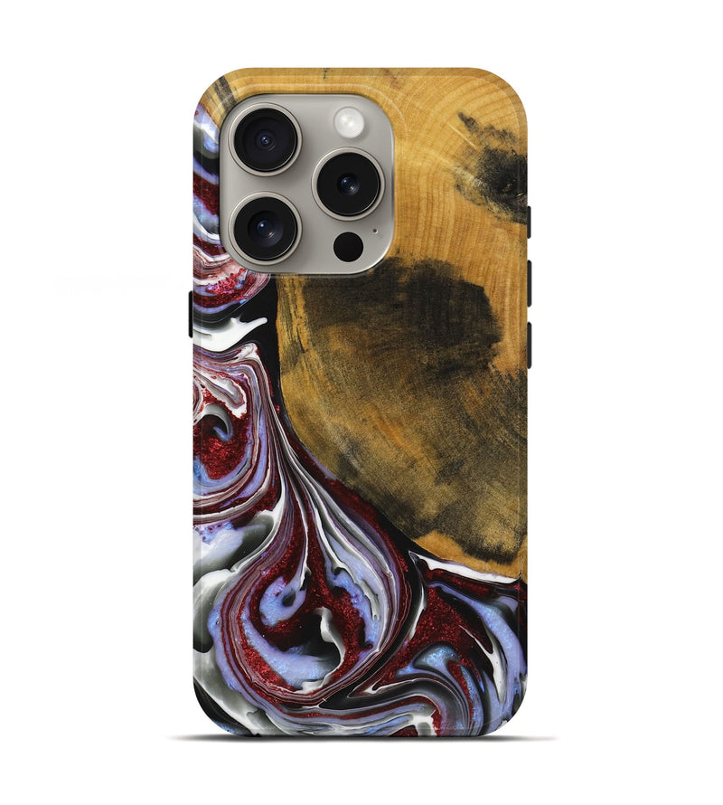 iPhone 16 Pro Wood+Resin Live Edge Phone Case - Prince (Blue, 719321)