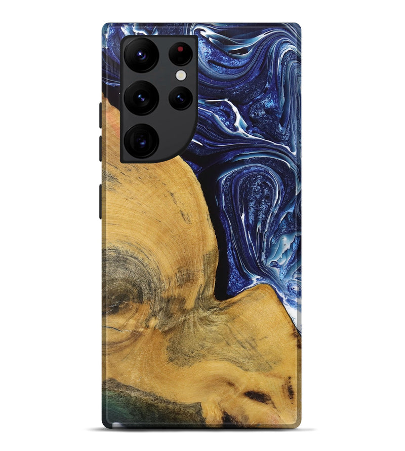 Galaxy S22 Ultra Wood+Resin Live Edge Phone Case - Fernanda (Blue, 719322)