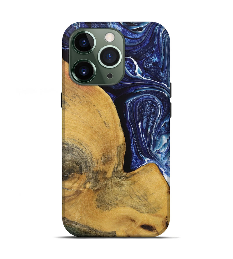 iPhone 13 Pro Wood+Resin Live Edge Phone Case - Fernanda (Blue, 719322)