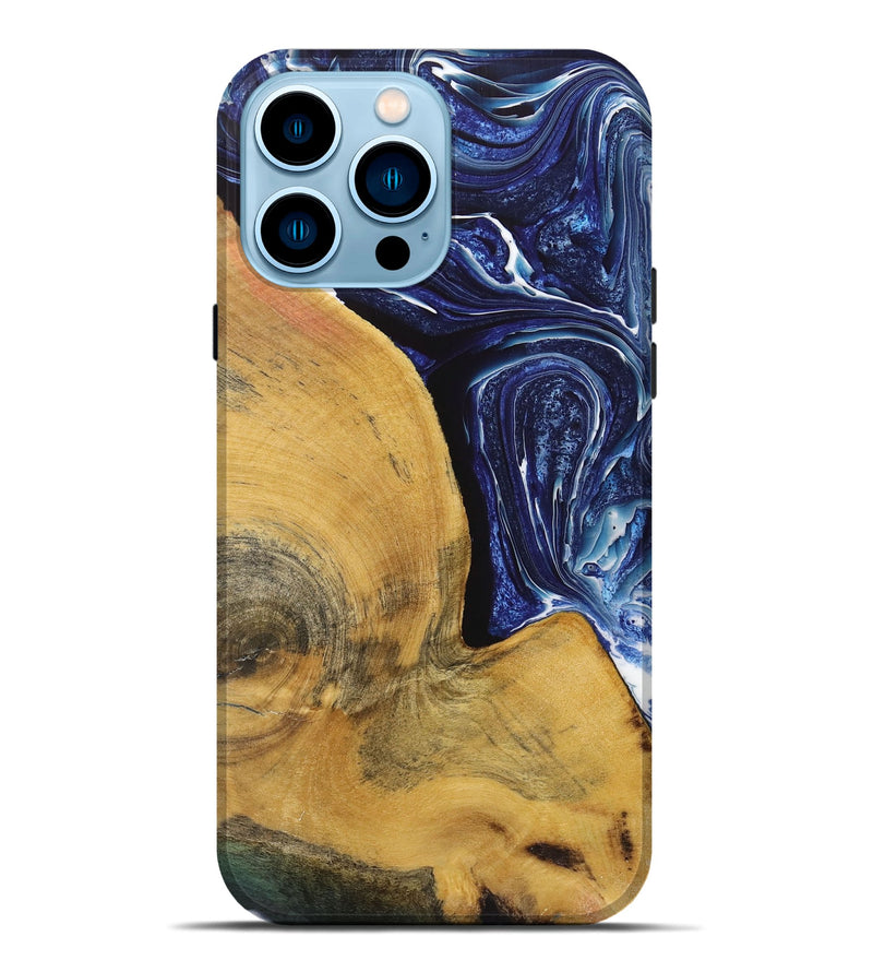 iPhone 14 Pro Max Wood+Resin Live Edge Phone Case - Fernanda (Blue, 719322)