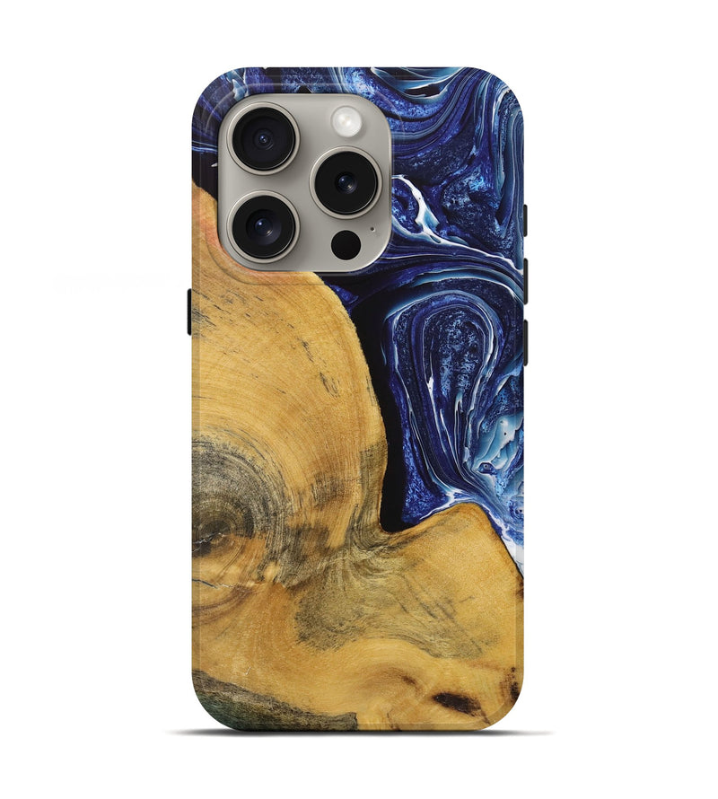 iPhone 16 Pro Wood+Resin Live Edge Phone Case - Fernanda (Blue, 719322)