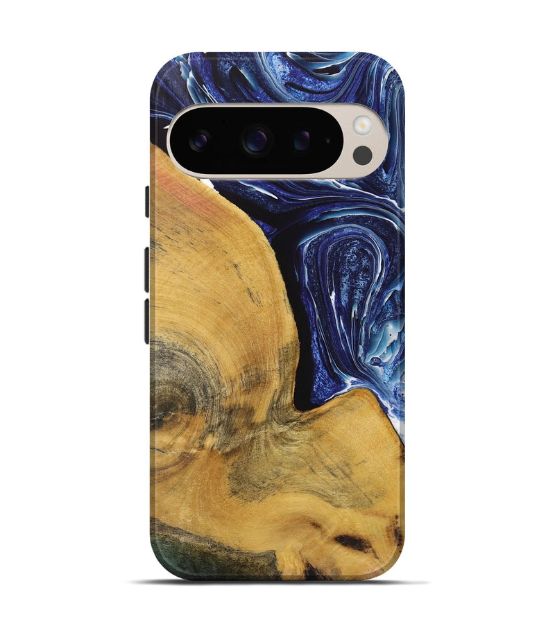 Pixel 9 Wood+Resin Live Edge Phone Case - Fernanda (Blue, 719322)