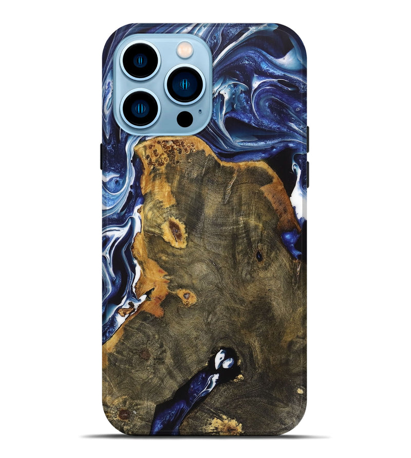 iPhone 14 Pro Max Wood+Resin Live Edge Phone Case - Harry (Blue, 719323)