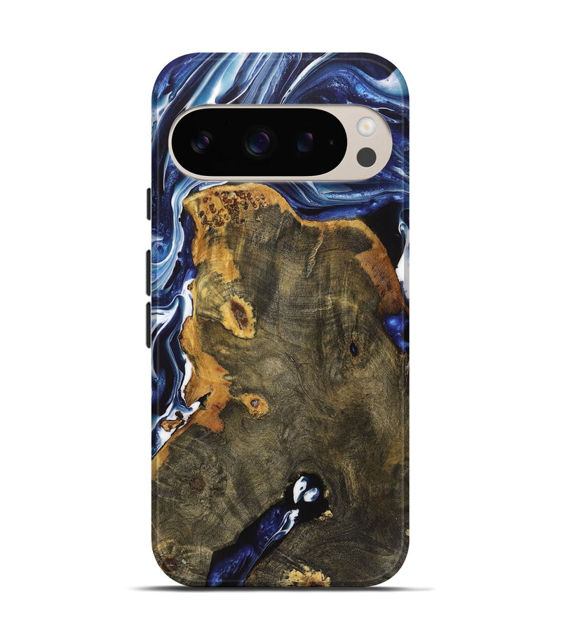 Pixel 9 Wood+Resin Live Edge Phone Case - Harry (Blue, 719323)