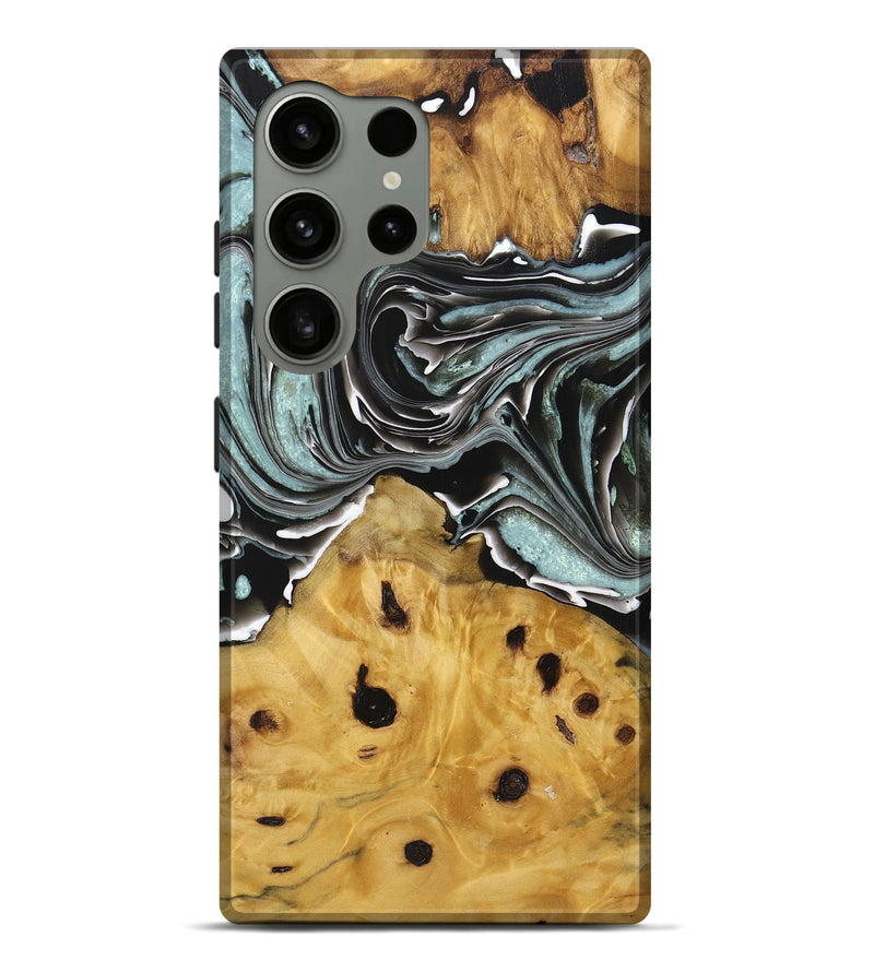 Galaxy S24 Ultra Wood+Resin Live Edge Phone Case - Suzanne (Black & White, 719326)