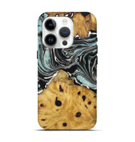 iPhone 15 Pro Wood+Resin Live Edge Phone Case - Suzanne (Black & White, 719326)