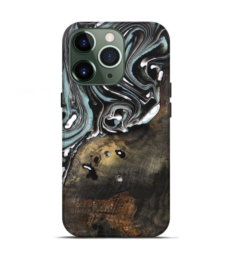 iPhone 13 Pro Wood+Resin Live Edge Phone Case - Miriam (Black & White, 719328)