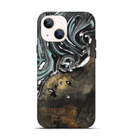 iPhone 14 Wood+Resin Live Edge Phone Case - Miriam (Black & White, 719328)