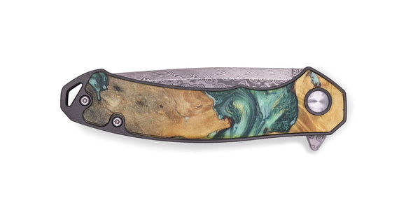 EDC Wood+Resin Pocket Knife - Fatima (Green, 719364)