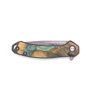 EDC Wood+Resin Pocket Knife - Judah (Teal & Gold, 719403)