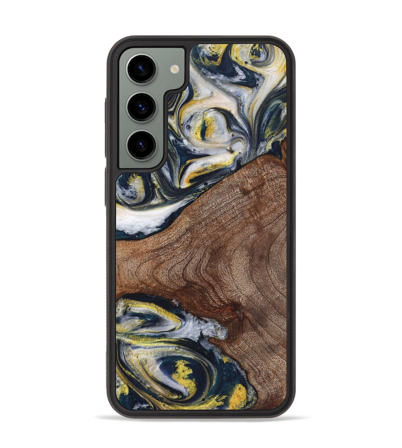 Galaxy S23 Plus Wood+Resin Phone Case - Kimora (Teal & Gold, 719411)