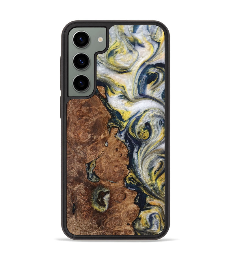 Galaxy S23 Plus Wood+Resin Phone Case - Kenneth (Teal & Gold, 719412)