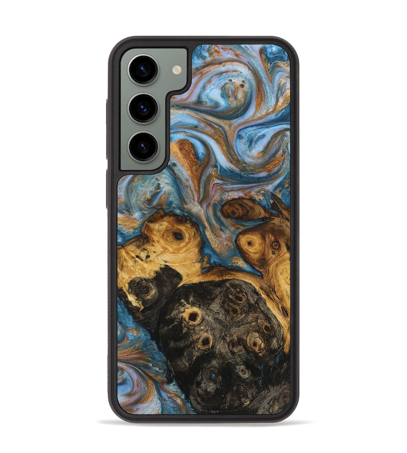 Galaxy S23 Plus Wood+Resin Phone Case - Randi (Teal & Gold, 719414)