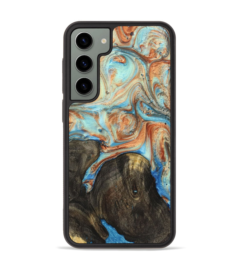 Galaxy S23 Plus Wood+Resin Phone Case - Madelyn (Teal & Gold, 719419)