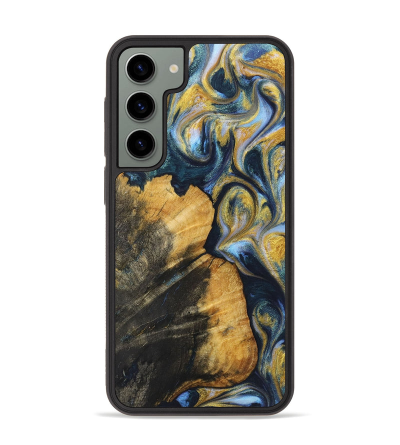 Galaxy S23 Plus Wood+Resin Phone Case - Samuel (Teal & Gold, 719430)