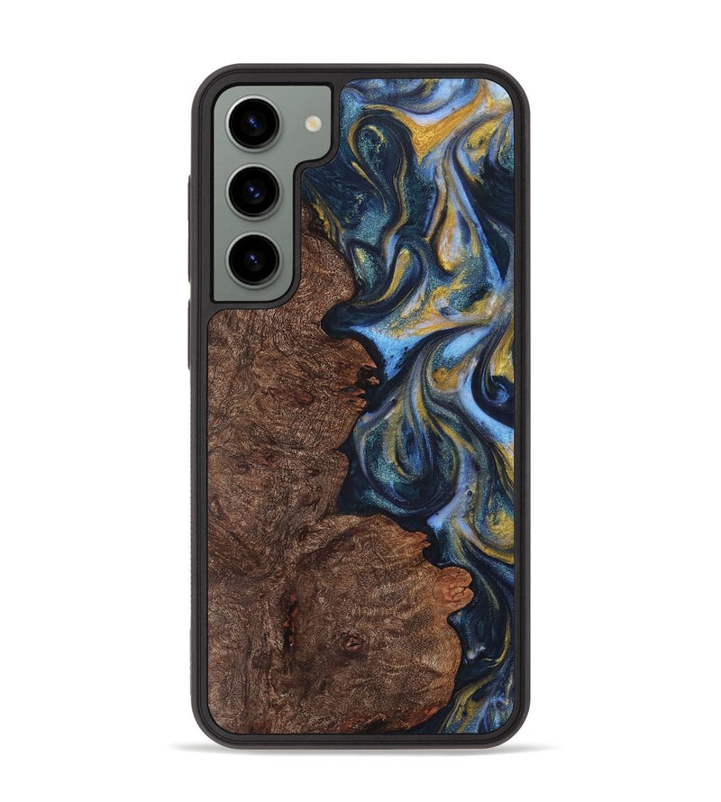 Galaxy S23 Plus Wood+Resin Phone Case - Santiago (Teal & Gold, 719431)