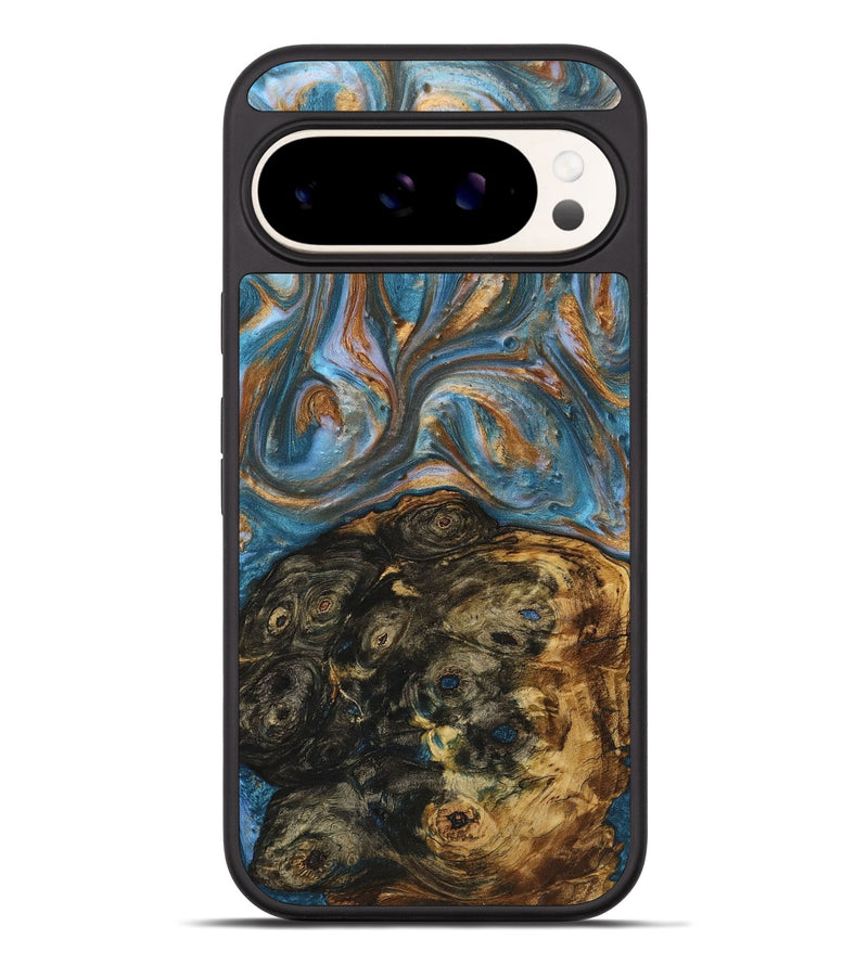 Pixel 9 Pro XL Wood+Resin Phone Case - Elaine (Teal & Gold, 719436)