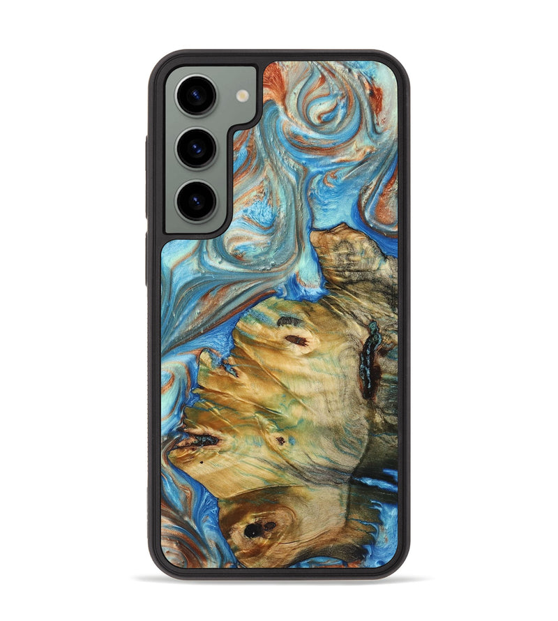 Galaxy S23 Plus Wood+Resin Phone Case - Randall (Teal & Gold, 719443)