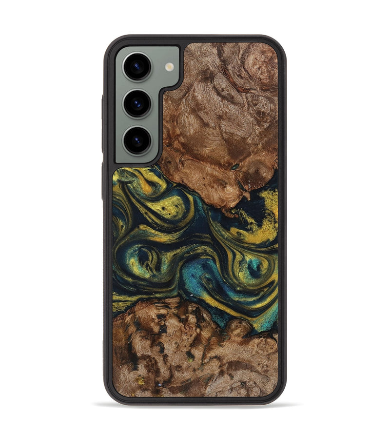 Galaxy S23 Plus Wood+Resin Phone Case - Doug (Teal & Gold, 719448)