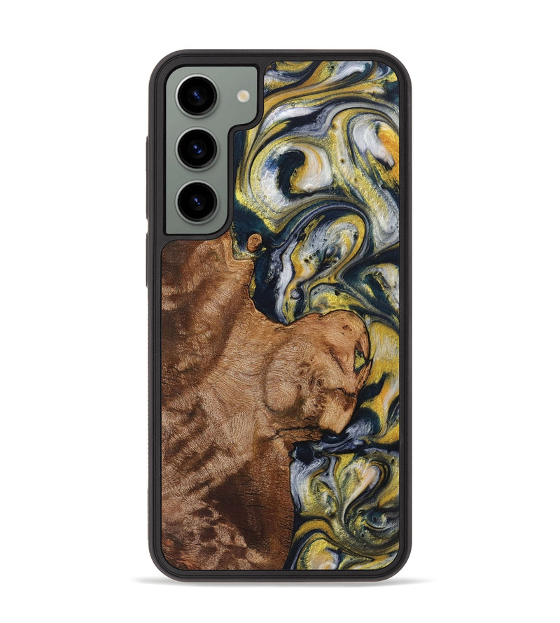 Galaxy S23 Plus Wood+Resin Phone Case - Raelynn (Teal & Gold, 719451)