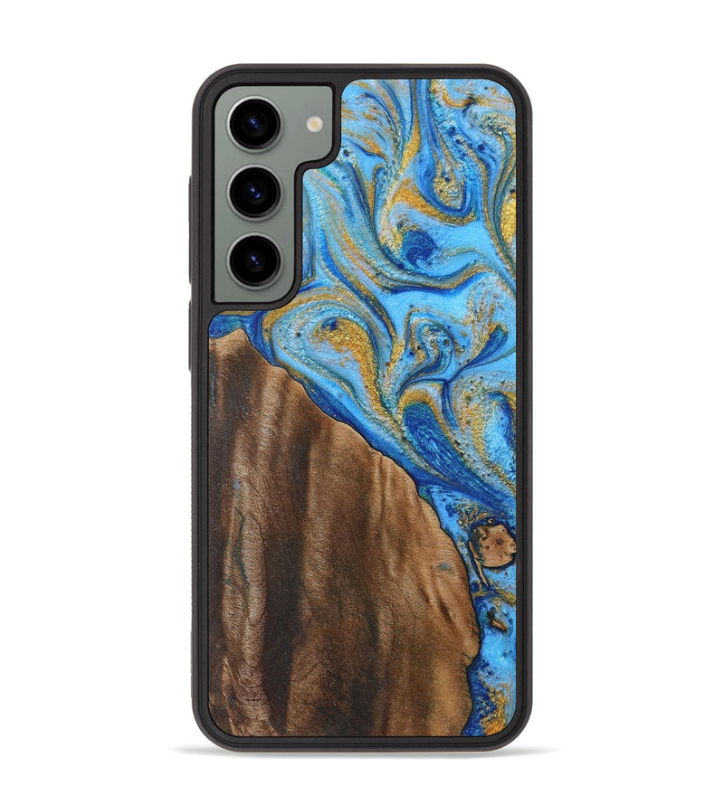 Galaxy S23 Plus Wood+Resin Phone Case - Cecil (Teal & Gold, 719467)