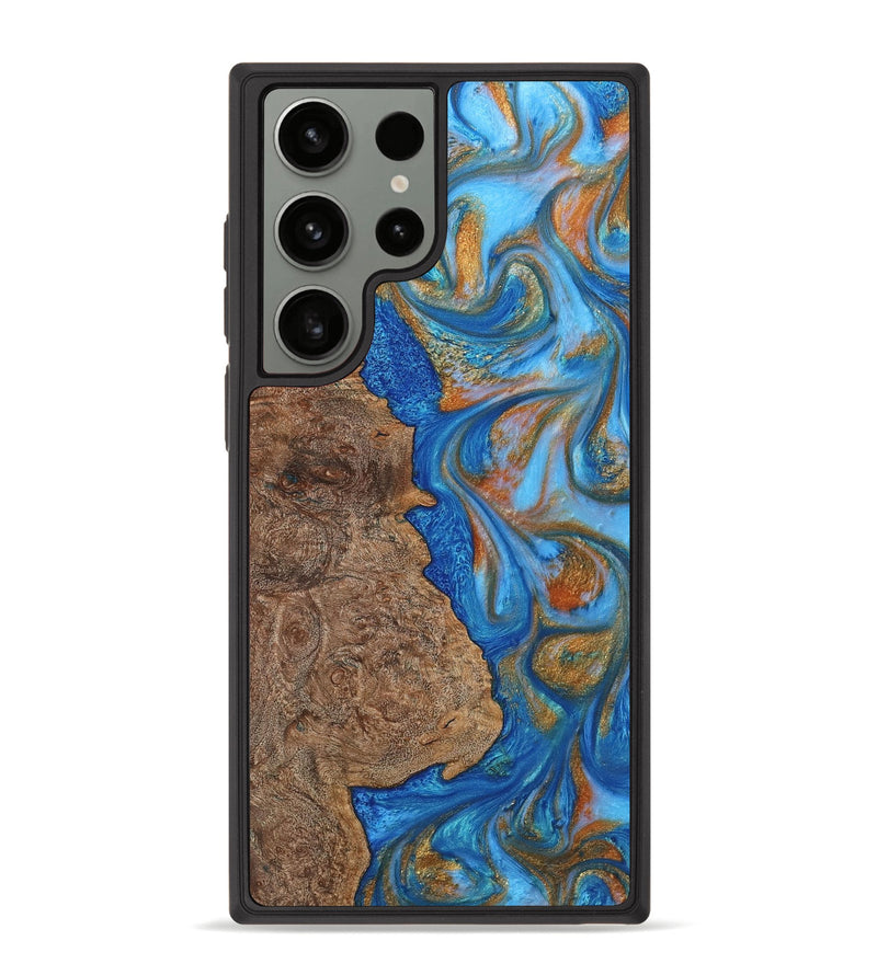 Galaxy S23 Ultra Wood+Resin Phone Case - Christian (Teal & Gold, 719475)