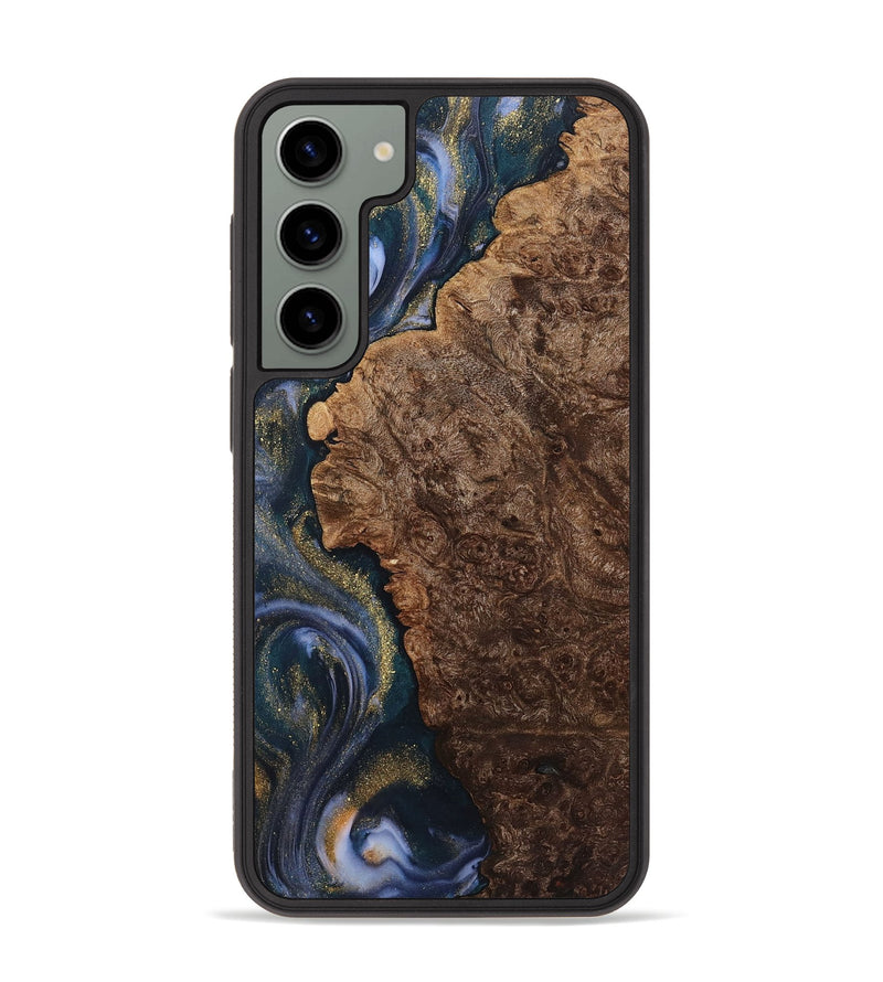 Galaxy S23 Plus Wood+Resin Phone Case - Juan (Teal & Gold, 719480)