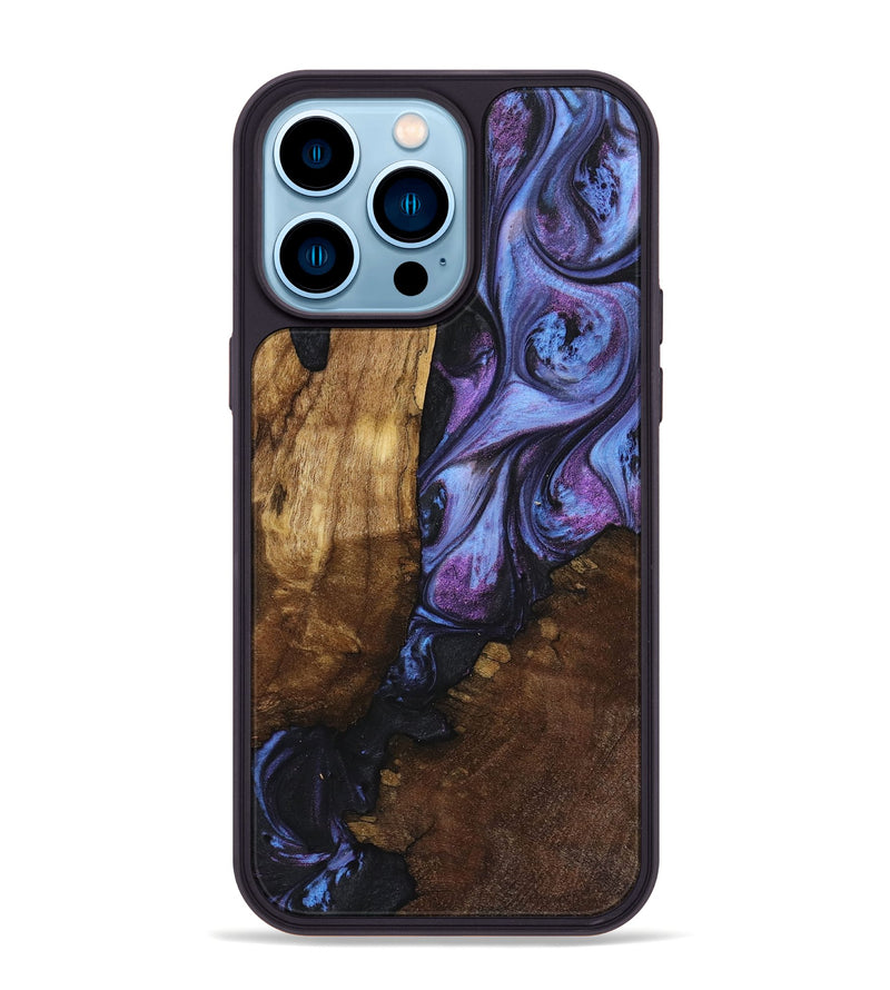 iPhone 14 Pro Max Wood+Resin Phone Case - Jeremiah (Purple, 719498)