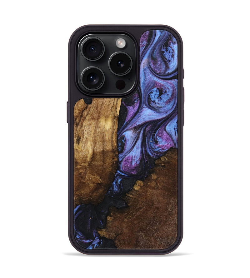 iPhone 15 Pro Wood+Resin Phone Case - Jeremiah (Purple, 719498)