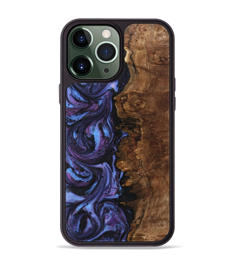 iPhone 13 Pro Max Wood+Resin Phone Case - Edwin (Purple, 719499)