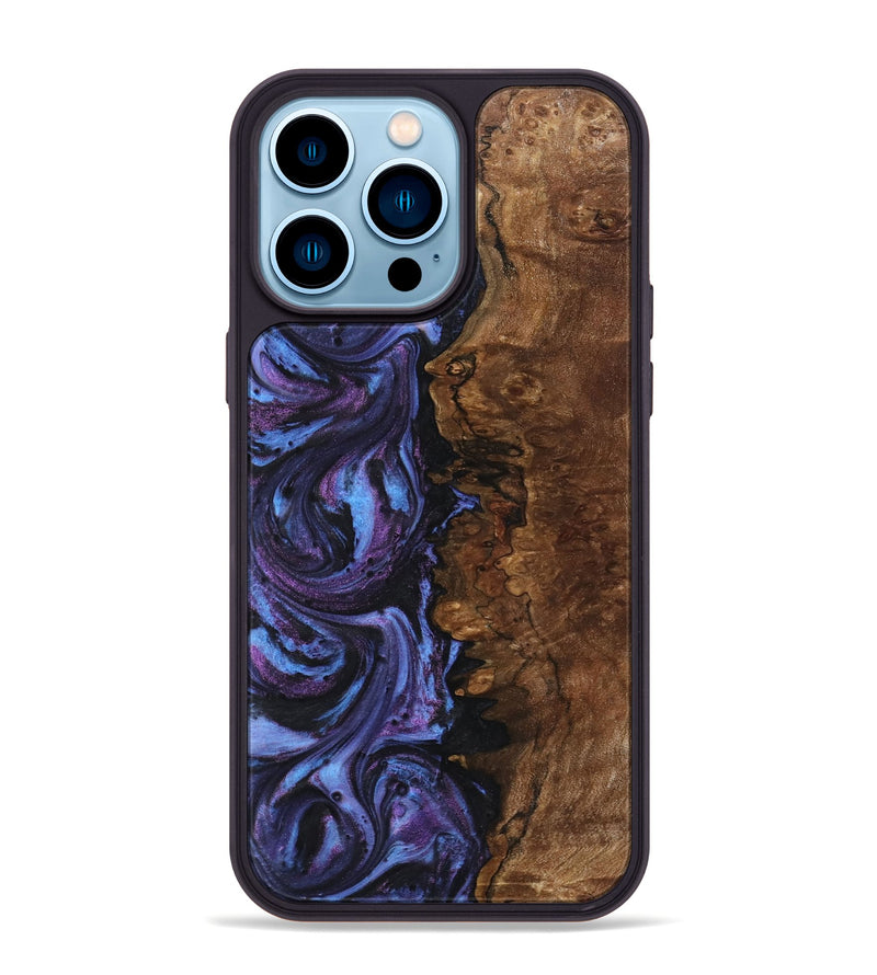 iPhone 14 Pro Max Wood+Resin Phone Case - Edwin (Purple, 719499)