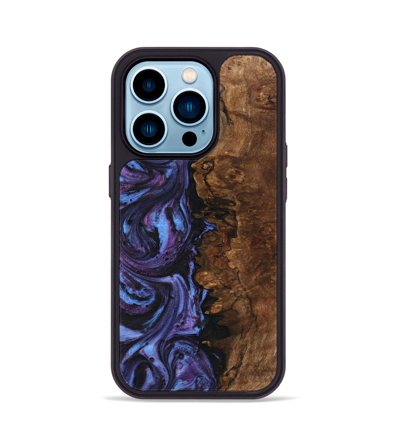 iPhone 14 Pro Wood+Resin Phone Case - Edwin (Purple, 719499)