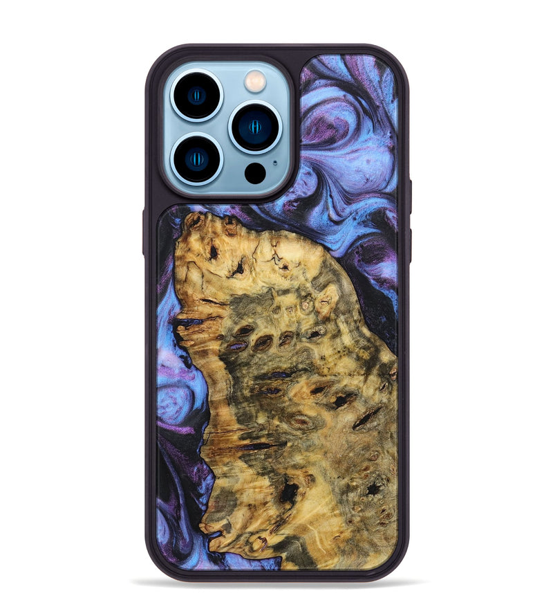 iPhone 14 Pro Max Wood+Resin Phone Case - Rudy (Purple, 719503)