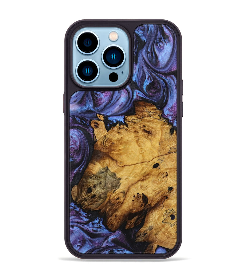 iPhone 14 Pro Max Wood+Resin Phone Case - Asia (Purple, 719504)