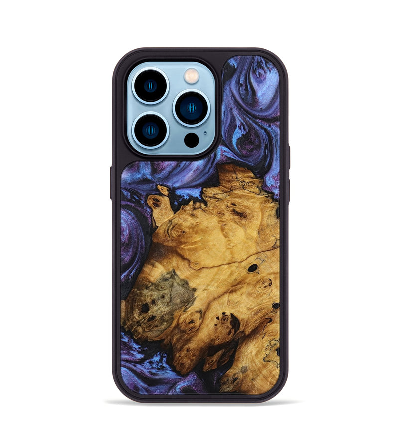 iPhone 14 Pro Wood+Resin Phone Case - Asia (Purple, 719504)