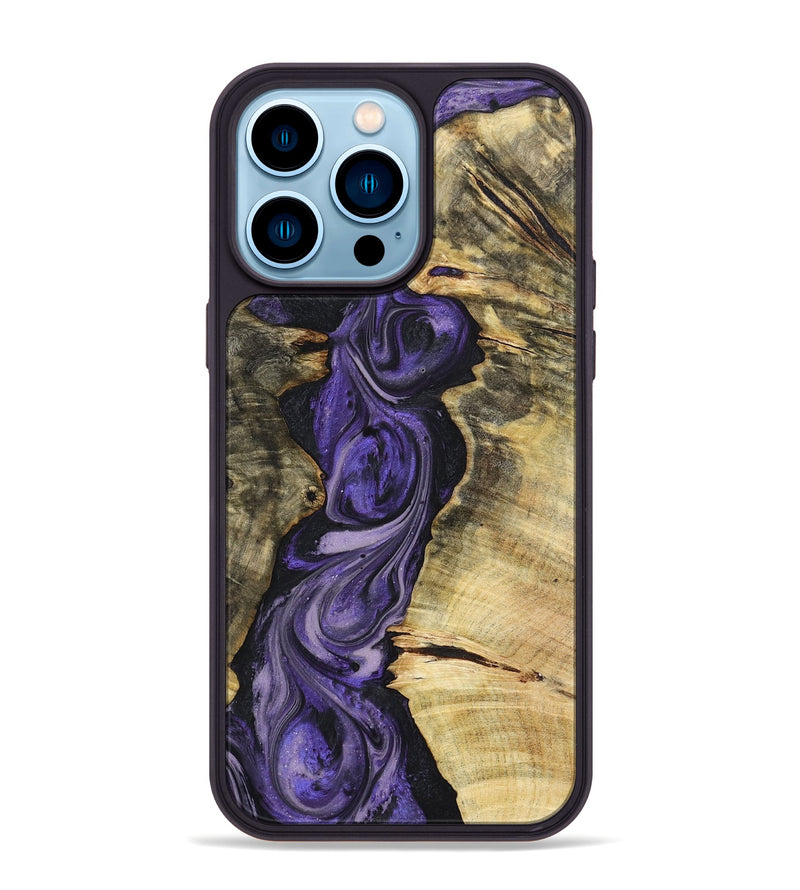 iPhone 14 Pro Max Wood+Resin Phone Case - Marsha (Purple, 719505)