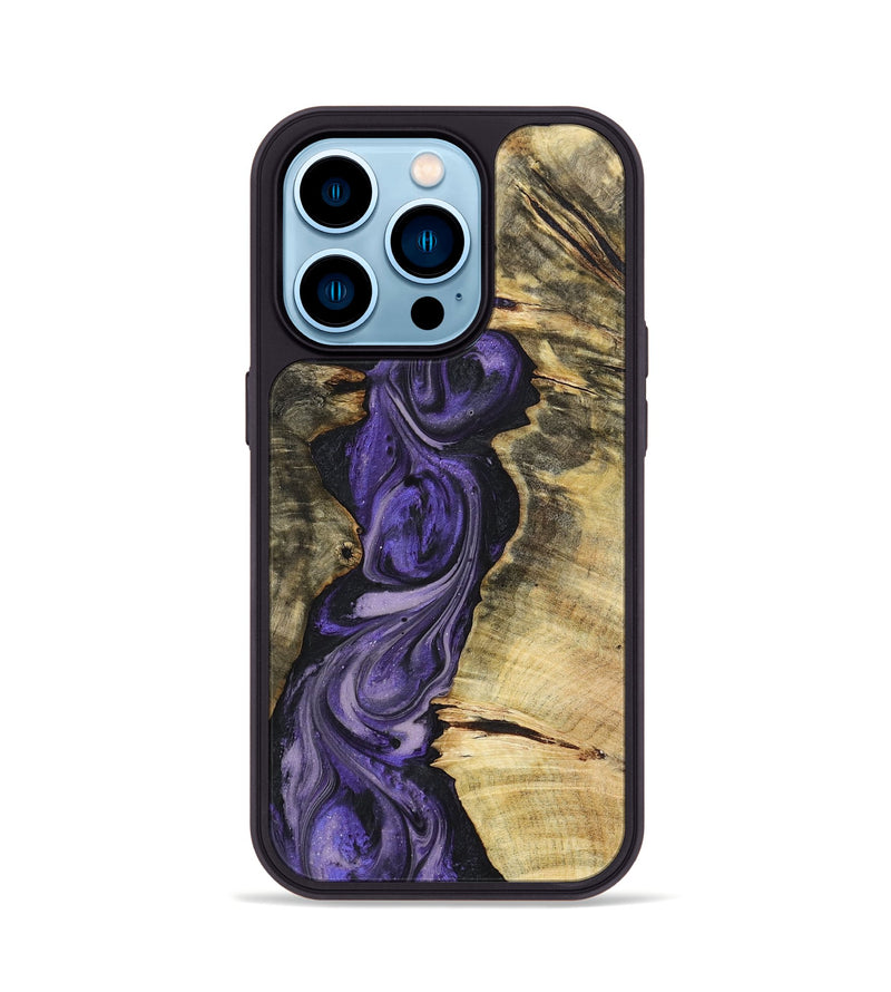 iPhone 14 Pro Wood+Resin Phone Case - Marsha (Purple, 719505)