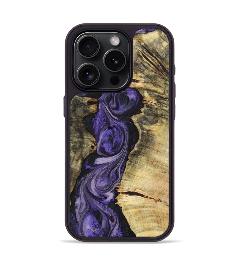 iPhone 15 Pro Wood+Resin Phone Case - Marsha (Purple, 719505)