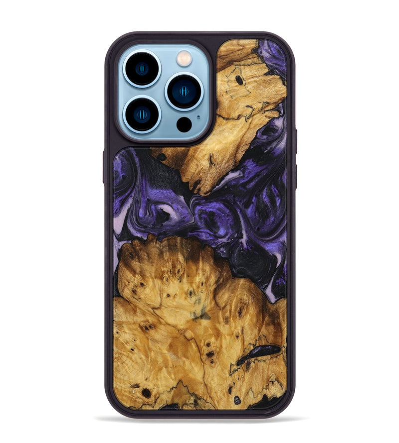 iPhone 14 Pro Max Wood+Resin Phone Case - Joseph (Purple, 719506)