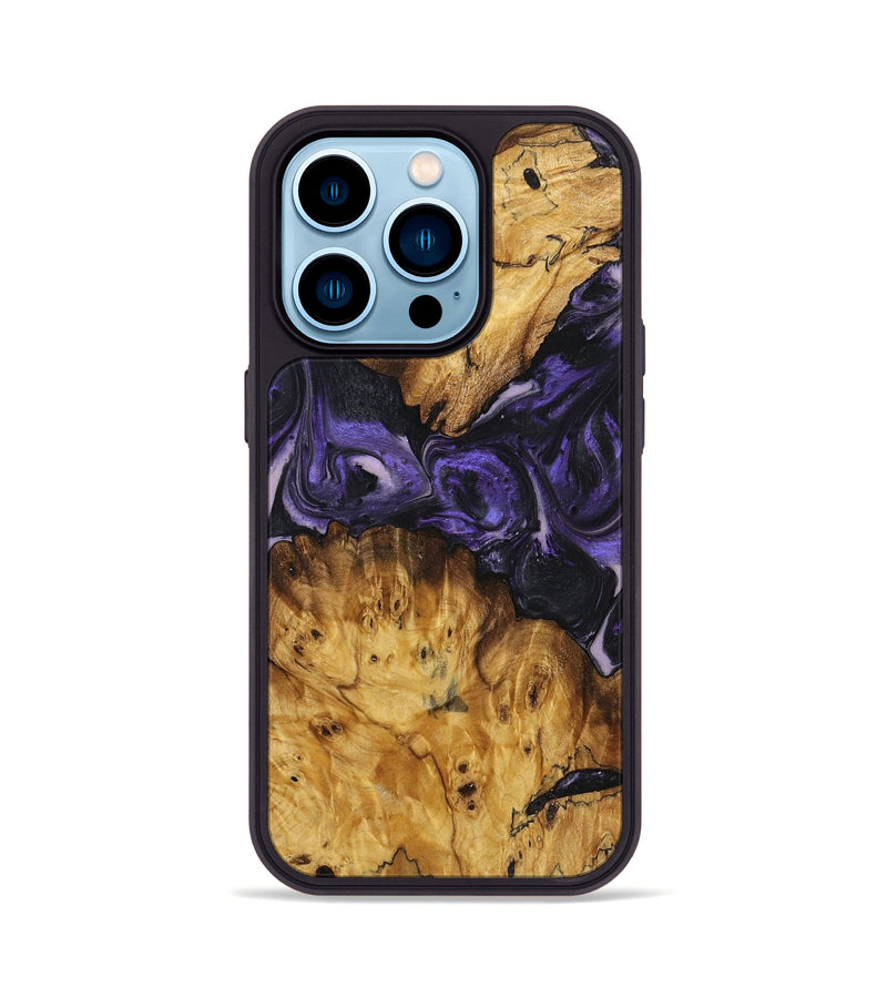 iPhone 14 Pro Wood+Resin Phone Case - Joseph (Purple, 719506)