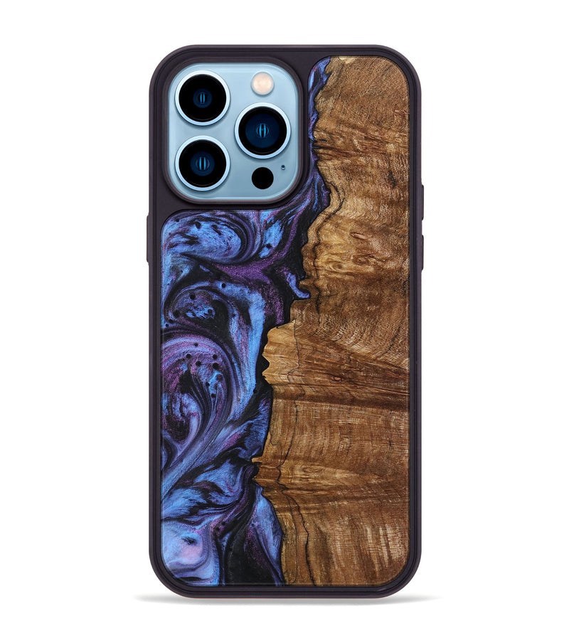 iPhone 14 Pro Max Wood+Resin Phone Case - Tessa (Purple, 719508)