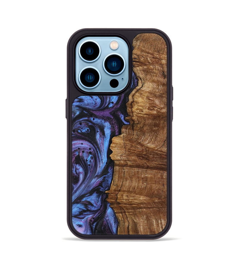 iPhone 14 Pro Wood+Resin Phone Case - Tessa (Purple, 719508)