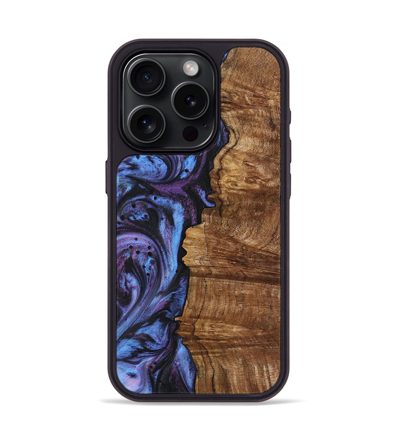 iPhone 15 Pro Wood+Resin Phone Case - Tessa (Purple, 719508)