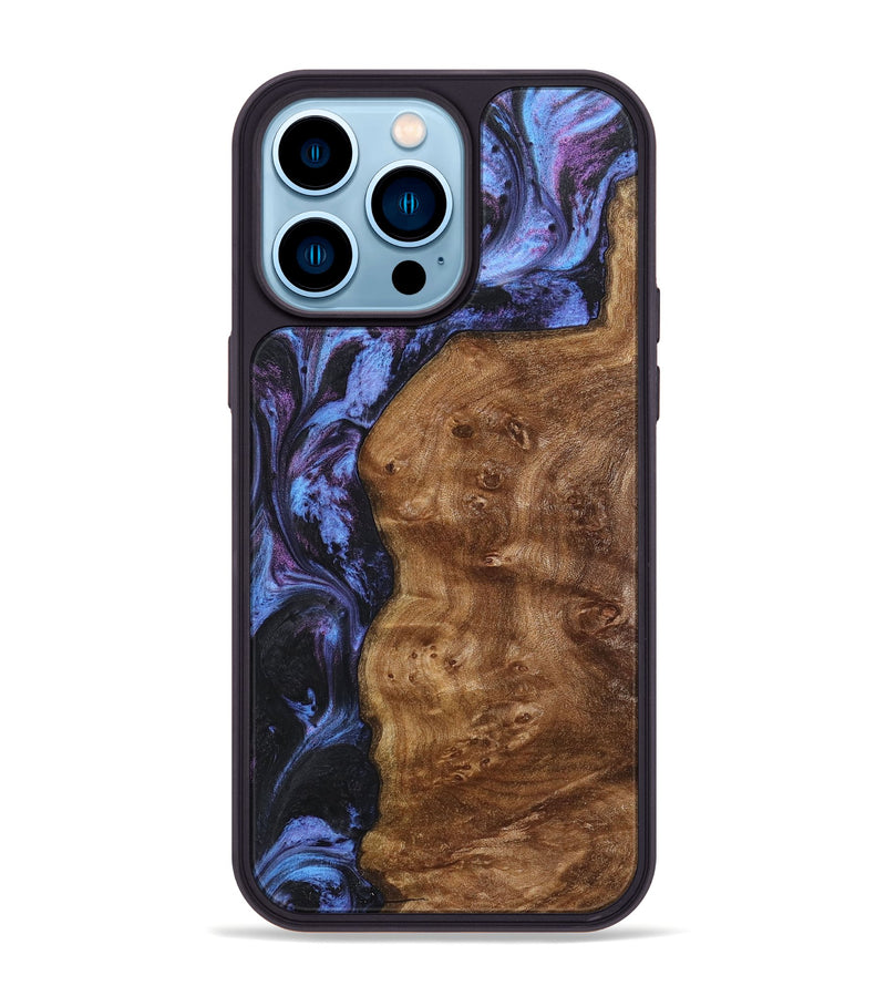 iPhone 14 Pro Max Wood+Resin Phone Case - Ismael (Purple, 719509)